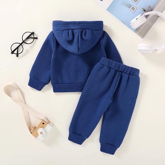 Happy Town Baby Clothes for Girls Boys Clothes Solid Color Zipper Hoodie and - Image 2