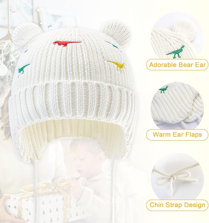 XIAOHAWANG Baby Hat Cute Bear Toddler Earflap Beanie Warm for Fall Winter