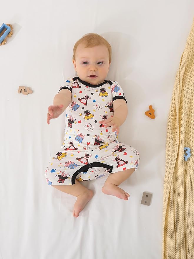GUISBY Baby Rayon Romper Pajamas, 0-24M | Silky Soft Feel，Snap Closure，Footless - Image 8