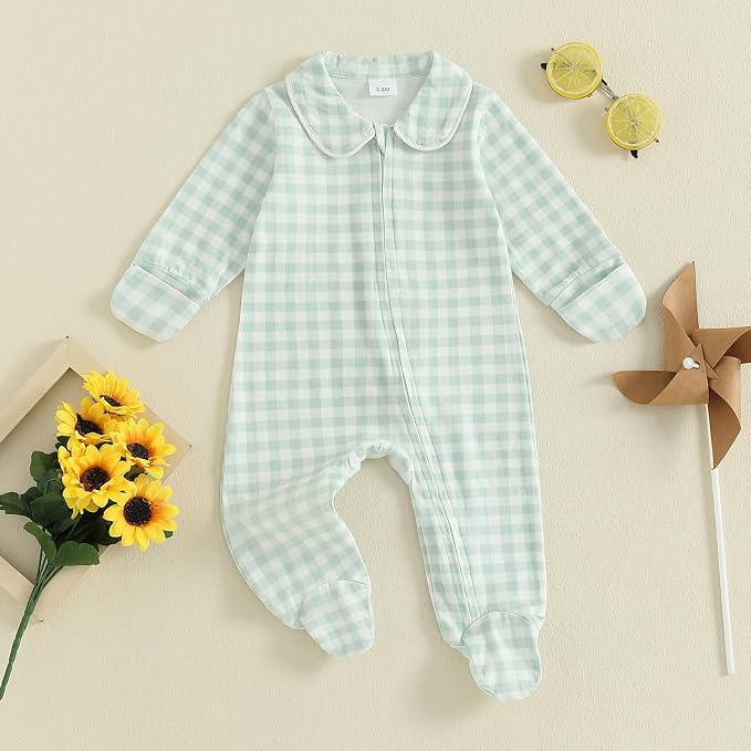 Seyurigaoka Newborn Baby Boy Girl Romper Long Sleeve Zipper Jumpsuit - Image 3