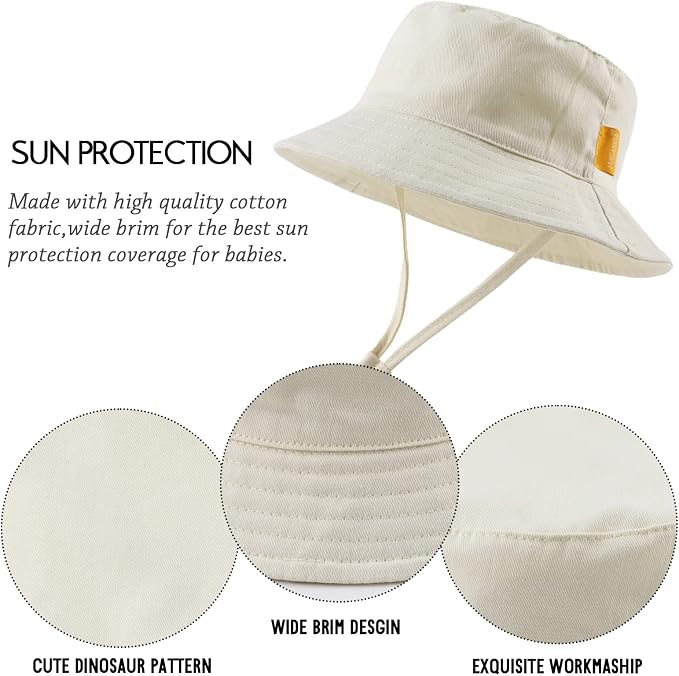 JANGANNSA Cotton Baby Sun Hat Infant Toddler Boys Girls Bucket Hats Summer Sun - Image 4