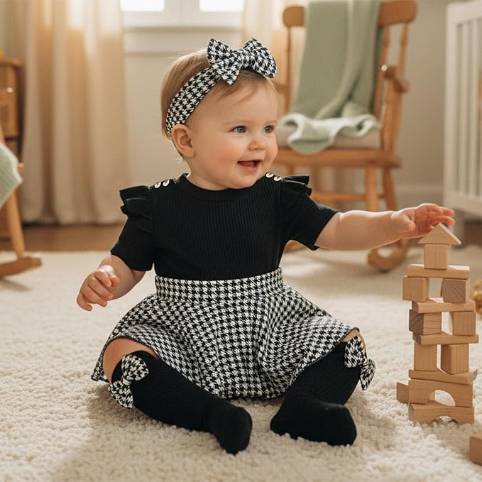Giraropa Newborn Baby Girl Clothes Smocked Bubble Romper Dress + Socks + - Image 3