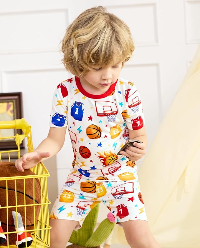 babee Reshinee Bamboo Viscose Toddler Boys Pajamas Set, Short Sleeve Kids - Image 7