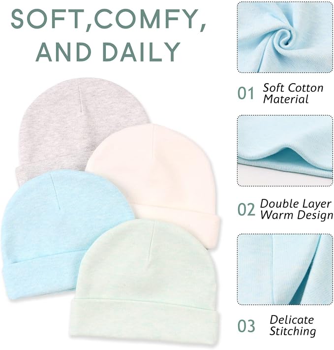Cotton Newborn Baby Girls Hat Spring Newborn Boys Hat Cute Rabbit Infant Beanie - Image 3