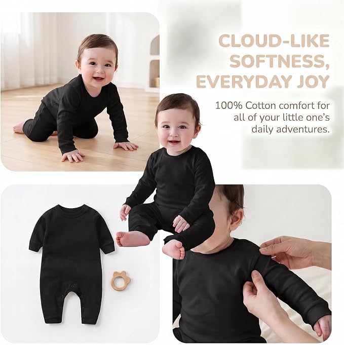 Unisex Baby romper, Long Sleeve 100% Cotton Baby Clothes, Baby Footless Jumpsuit - Image 3
