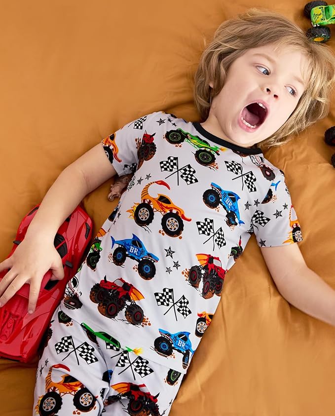 babee Reshinee Bamboo Viscose Toddler Boys Pajamas Set, Short Sleeve Kids - Image 5