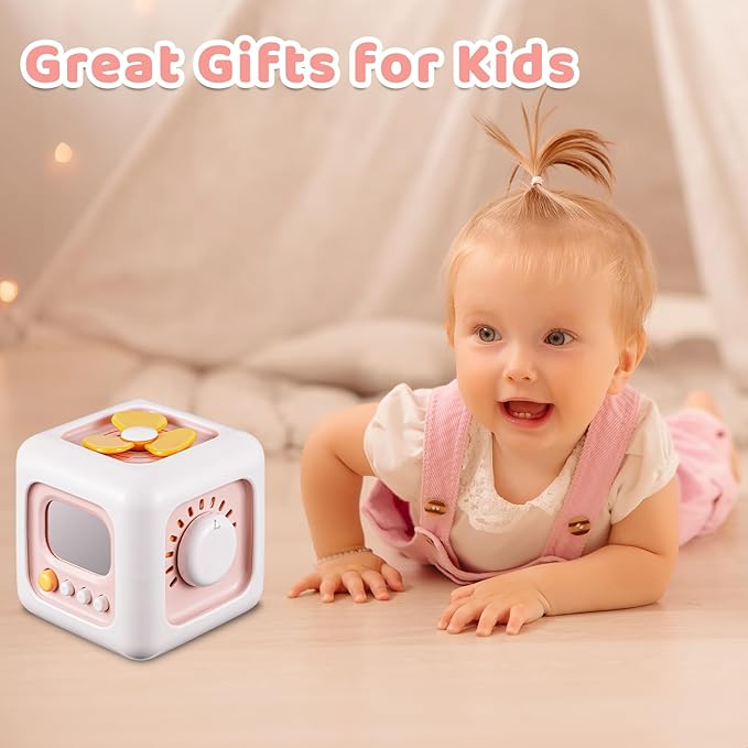 Busy Cube, Toys for 1 Year Old Girl Gifts, Montessori for Baby Girl, Travel Sensory Toys for Toddlers 1-3, Learning Fine Motor Skills| 1st Birthday Girl Gifts 12 Months Stocking Stuffers