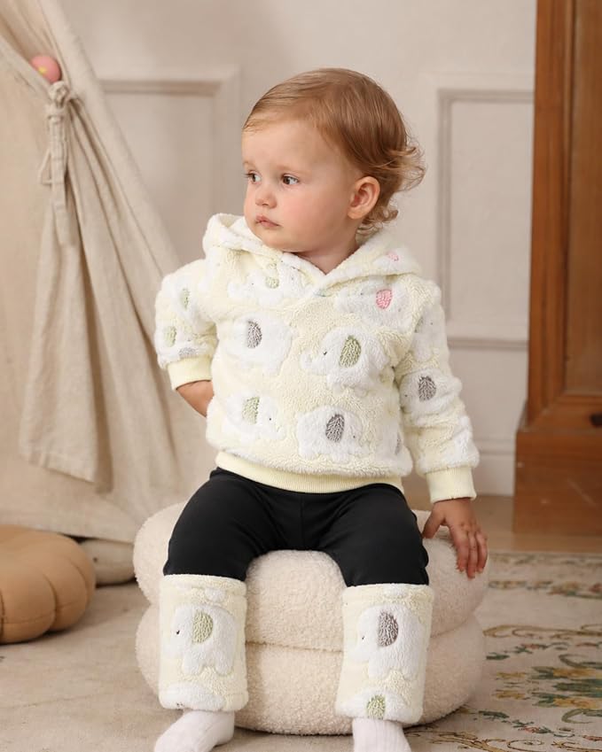 Jecson Toddler Girl Clothes Baby Girl Fleece Hoodie Outfits Thick Thermal - Image 3