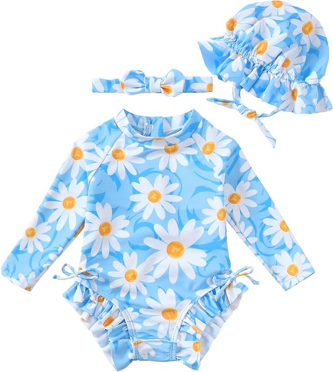 Renotemy Baby Swimsuit Girls One-Piece Swimwear Baby Beach Essentials 3M-3T by Renotemy