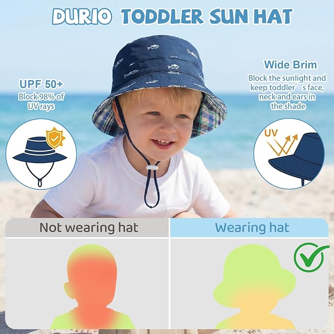 Durio Baby Sun Hat UPF50+ Wide Brim Bucket Hats - Image 2