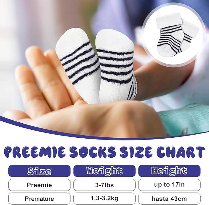 Twistover 10 Pairs Preemie Cotton Turn Cuff Socks - Image 3