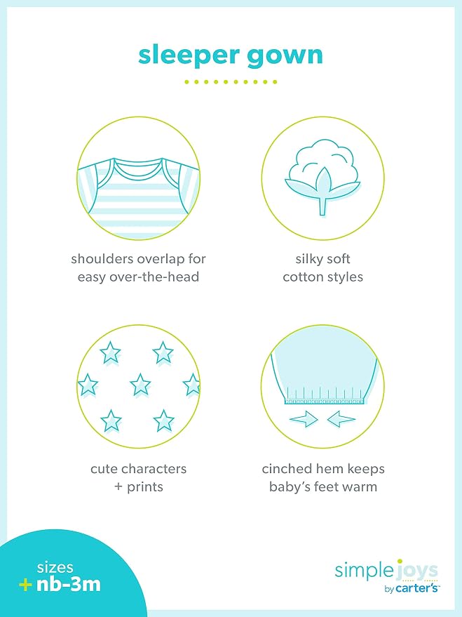 Simple Joys by Carter's Baby Girls' 3-pack Cotton Sleeper Gown - Image 6