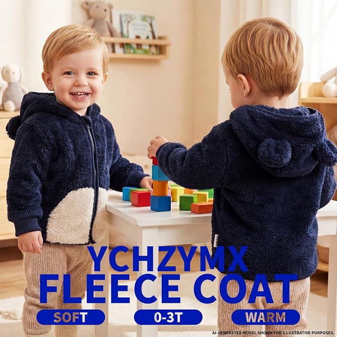 Baby Girl Winter Warm Fleece Jacket Toddler Boy Sherpa Infant Sweater Coat | - Image 5