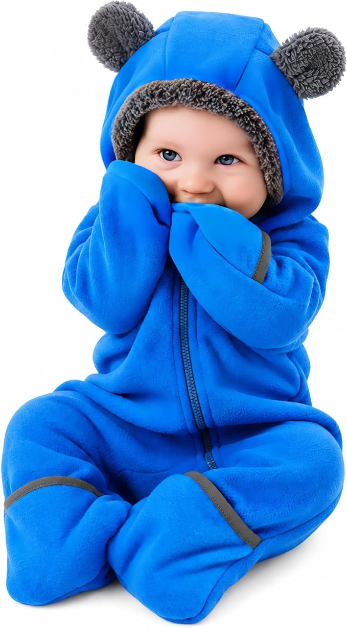Cuddle Club Fleece Baby Bunting Bodysuit Hoodie, Newborn by CuddleClub