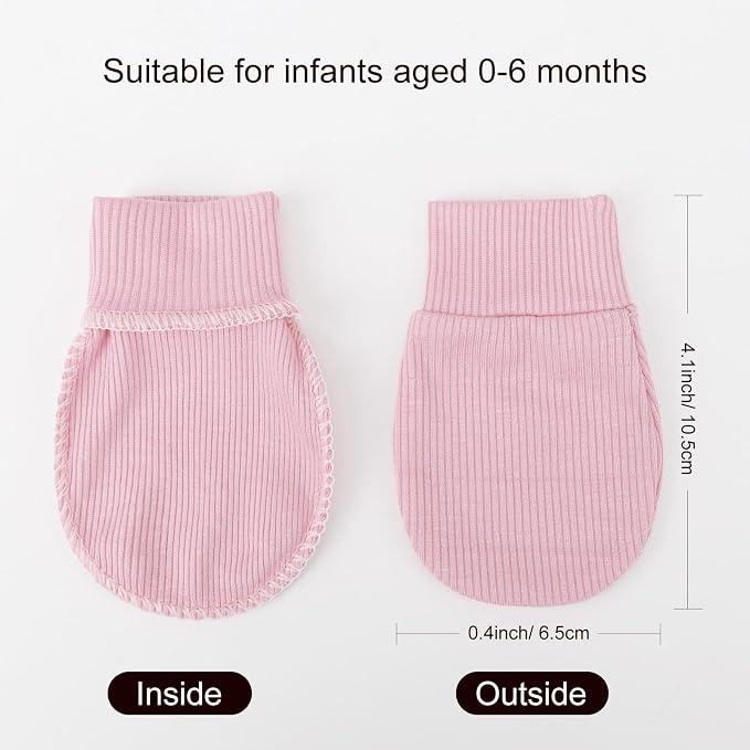 AQOKKA Newborn Baby Mittens No Scratch Cotton Elastic Wrist Gloves Infant - Image 6
