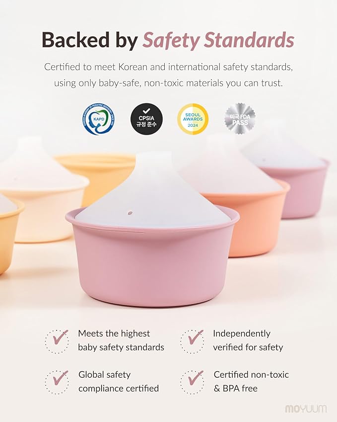 Moyuum Silicone Microwave Steamer | Made in Korea, Baby Food Maker Bowl with Lid, Egg and Vegetable Steam Cooker, Japanese Donabe Inspired Cooking Pot, Dishwasher Safe (Small, Mustard)