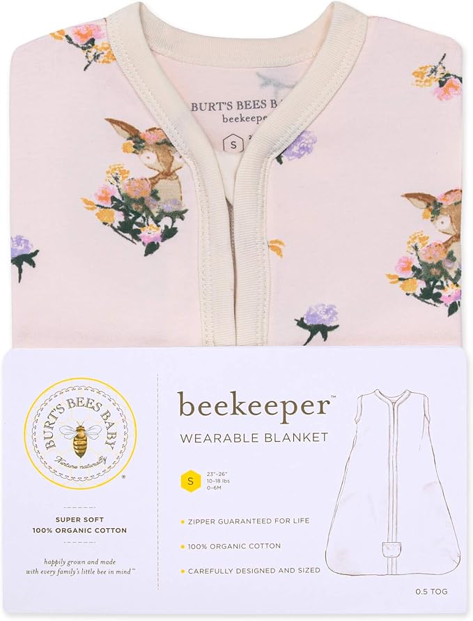 Burt's Bees Baby Infant Wearable Blanket, Organic Cotton Unisex Beekeeper - Image 2