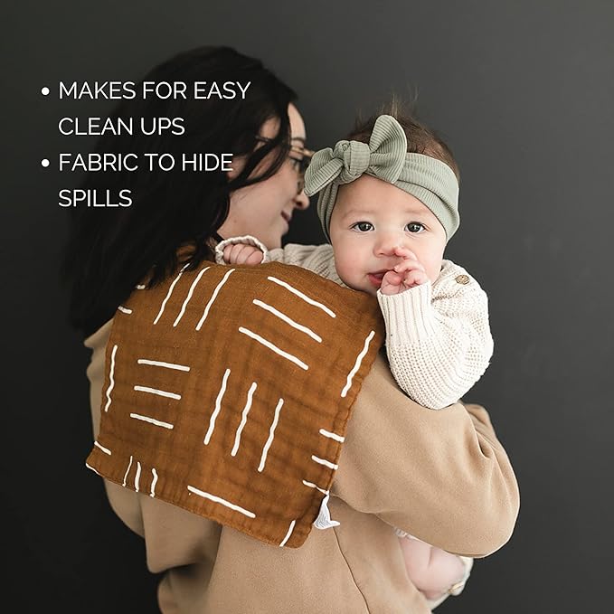 Mebie Baby Burp Cloths, Printed 3-Pack, Muslin Burp Cloth Set for Spit Up, Drool, and More, Boho Burp Cloths for Baby Boy and Girl, Baby Must Haves for Registry Lists and Gifts for Newborns