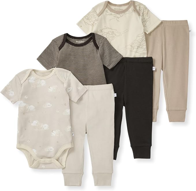 Burt Bees - 6Pk Baby Girl Organic Cotton Bodysuit & Pant Set, Ranunculus by BurtsBeesBaby