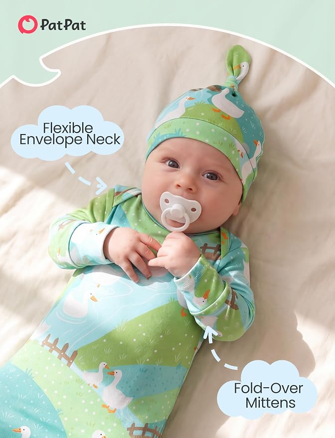 PATPAT Baby Sleeper Gown with Hat - Image 3