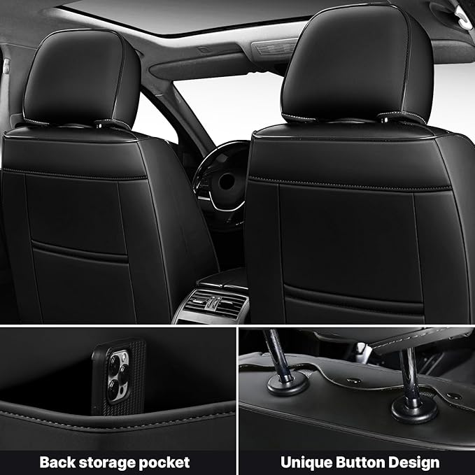 Seat Covers,Car Seat Covers Full Set,Car Seat Cover, Car Seat Covers Front Seat Cover,Waterproof Car Seat Cushion,Leather Seat Cover Seat Protector Universal Fit Most Car（2 Seat,Gary&Black）