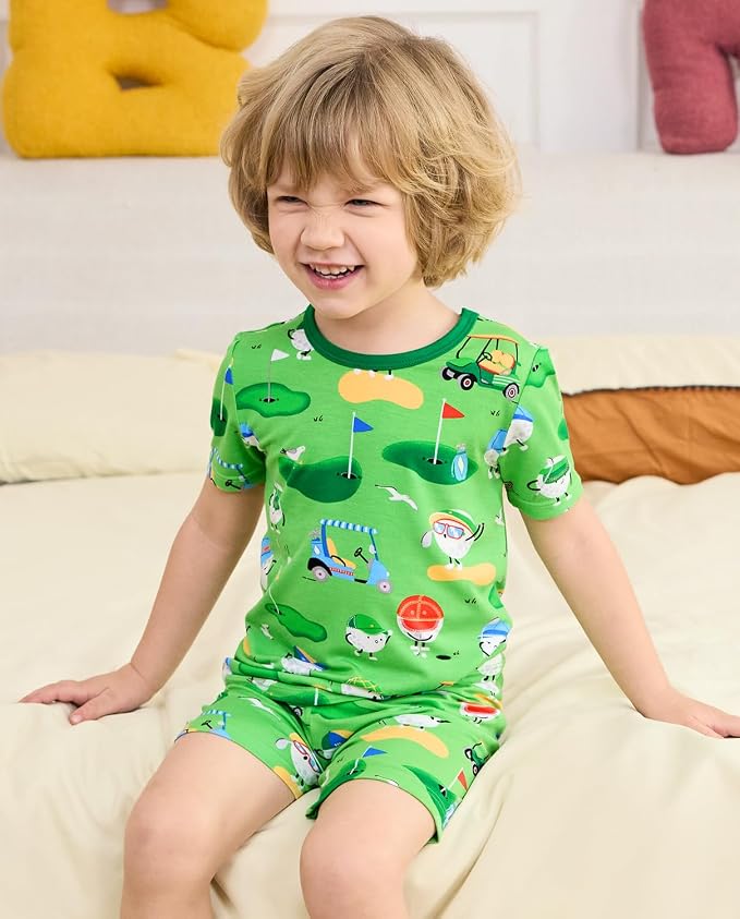 babee Reshinee Bamboo Viscose Toddler Boys Pajamas Set, Short Sleeve Kids - Image 4