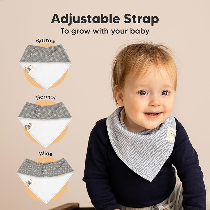 8-Pack Organic Baby Bandana Bibs for Boys, Girls - Super Absorbent Triangle Baby Bibs for Drooling and Teething Infant, 100% Cotton Extra Soft for Newborn, Infant 0-36 Months (Nordic)