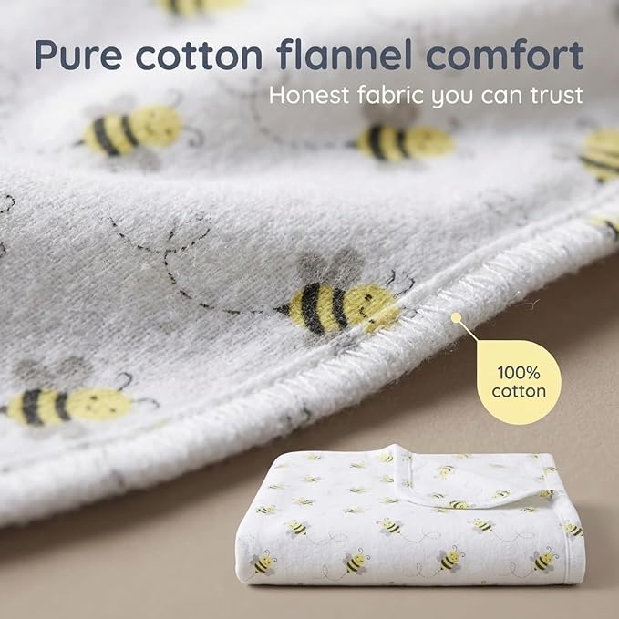 EVERYDAY KIDS 4 Pack of Soft Flannel Receiving Baby Blanket Set - Image 6