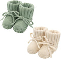 LifeTree Baby Knit Booties-2 Pairs, Cozy Cotton Handmade Crochet Baby Shoes by LifeTree