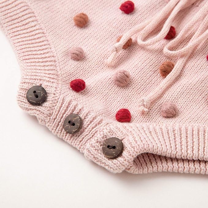 Simplee kids Baby Girl Romper, Sleeveless Pompoms Square Neck | Soft Breathable - Image 5