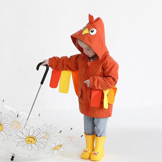 YOUNGER TREE Toddler Baby Boy Girl Duck Raincoat Cute Cartoon Hoodie Zipper - Image 4