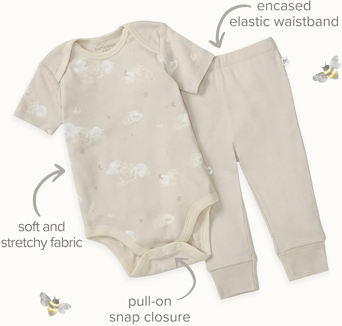 Burt Bees - 6Pk Baby Girl Organic Cotton Bodysuit & Pant Set, Ranunculus - Image 6