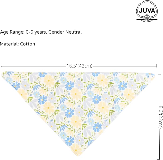 JUVA Baby Bandana Drool Bibs 6pk, Organic Cotton, Absorbent & Reversible | 100% - Image 2
