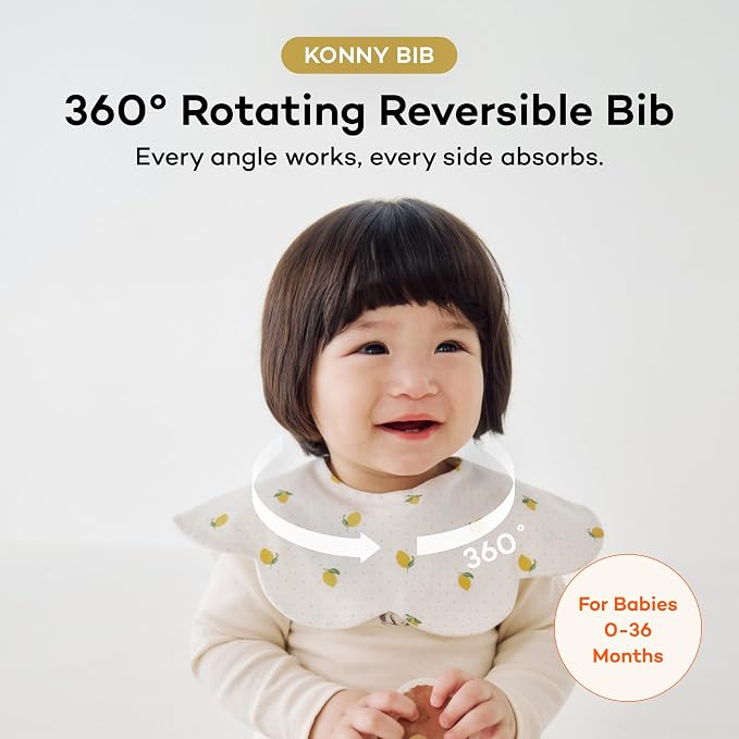 Konny Baby Bib 3/5/7-Pack Set, 360 ​​° Rotate, Soft and Absorbent Drooling - Image 2