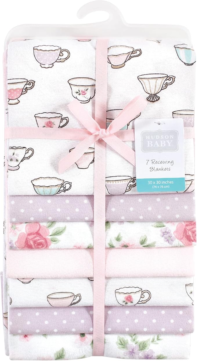 Little Treasure Hudson Baby Cotton Poly Flannel Receiving Blankets Multipack - Image 2