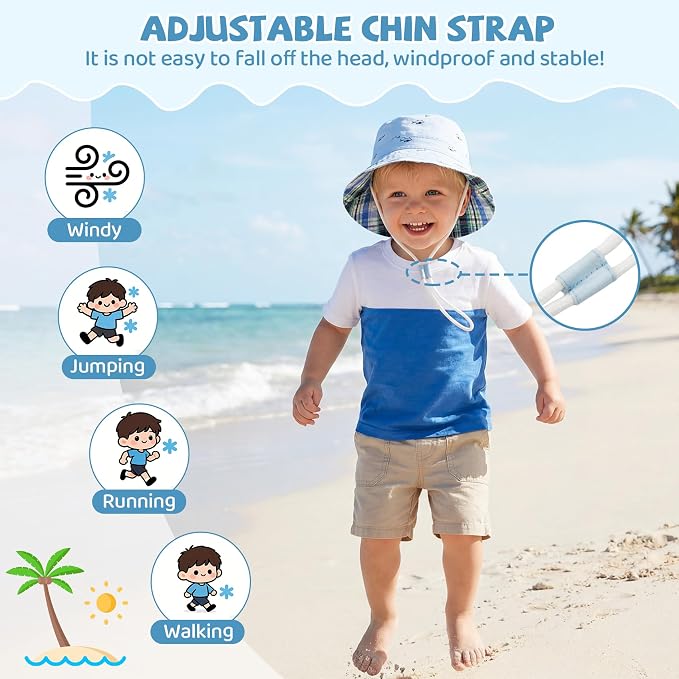Durio Baby Sun Hat UPF50+ Wide Brim Bucket Hats - Image 3