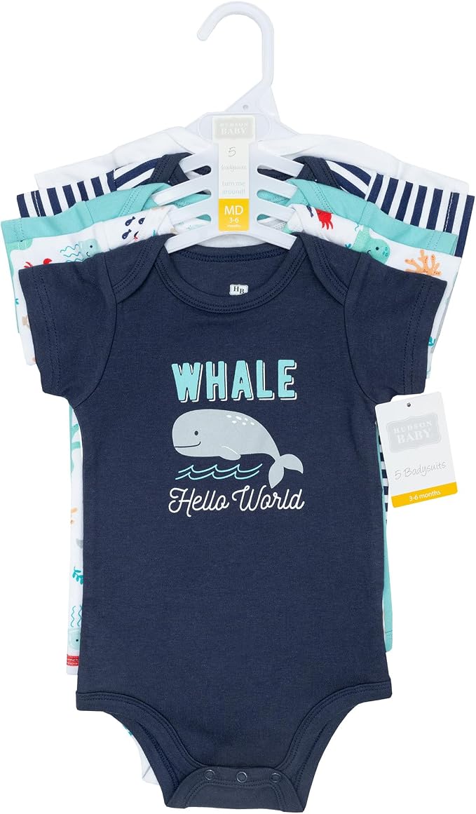 Hudson Baby Unisex Baby Cotton Bodysuits 5-pack - Image 2