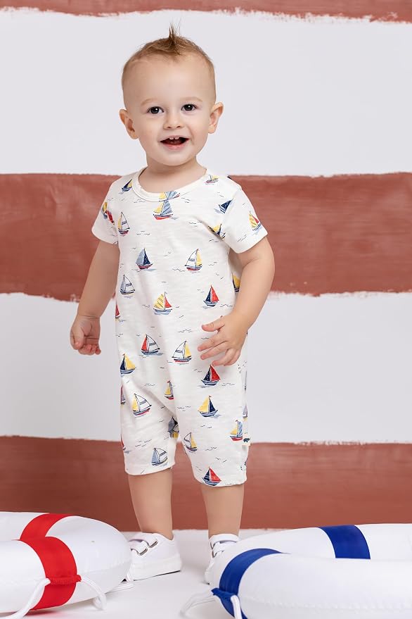 monica + andy Slub Shorty Romper, 100% Organic Baby Clothes - Image 4