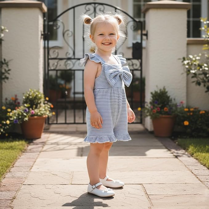 Little Girl Romper Toddler Overalls Summer Bow Jumpsuit Boho Outfit 6M-5T - Image 2