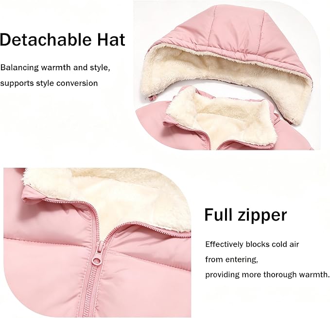 Baby Winter Coats Toddler Hooded Jackets Cotton Warm Lined Puffer Outerwear - Image 3