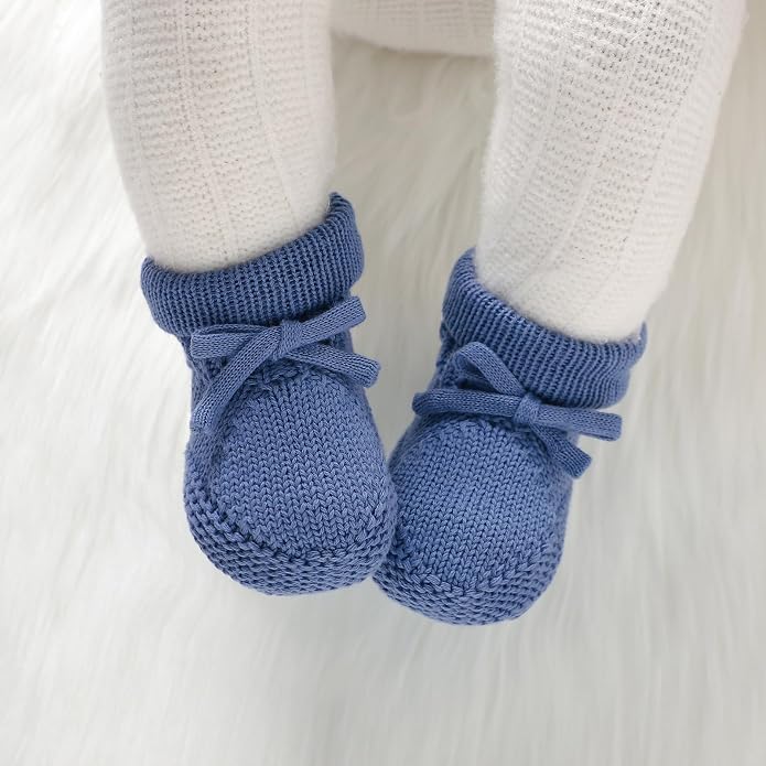 Hadetoto Newborn Baby Booties Cotton Knit Shoes | Soft, First Walkers, - Image 3