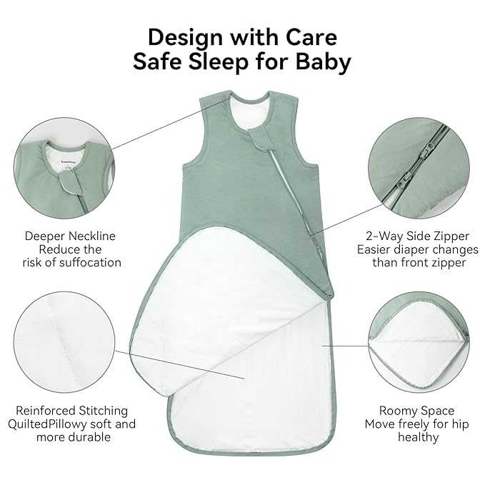 BubblePanda Rayon Made from Bamboo Sleep Sack 6-12 Months 0.5 Tog Soft Lightweight Toddler Sleep Sack for Babies 2-Way Zipper Wearable Blanket Baby 6 Months