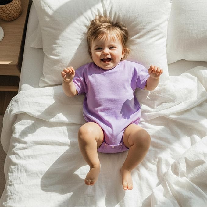 Baby Boy Girl Bubble Romper Infant Plain Oversize T-shirt Bodysuit - Image 2
