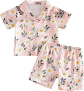 Kuriozud Toddler Baby Girl Pajamas Set Summer Floral Short Sleeve Button Down by Kuriozud