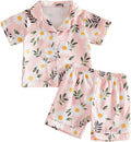 Kuriozud Toddler Baby Girl Pajamas Set Summer Floral Short Sleeve Button Down by Kuriozud