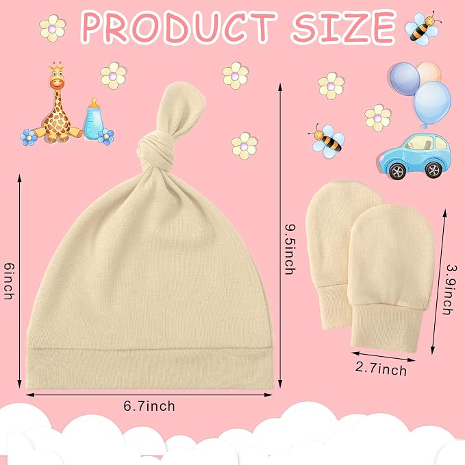 Toulite 10 Set Newborn Baby Socks Hat and Mittens Soft Ankle Sock Newborn - Image 2