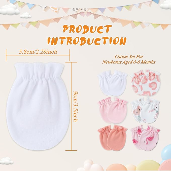 Baby Mittens 0-6 Months No Scratch 100% Cotton Gloves - Image 2