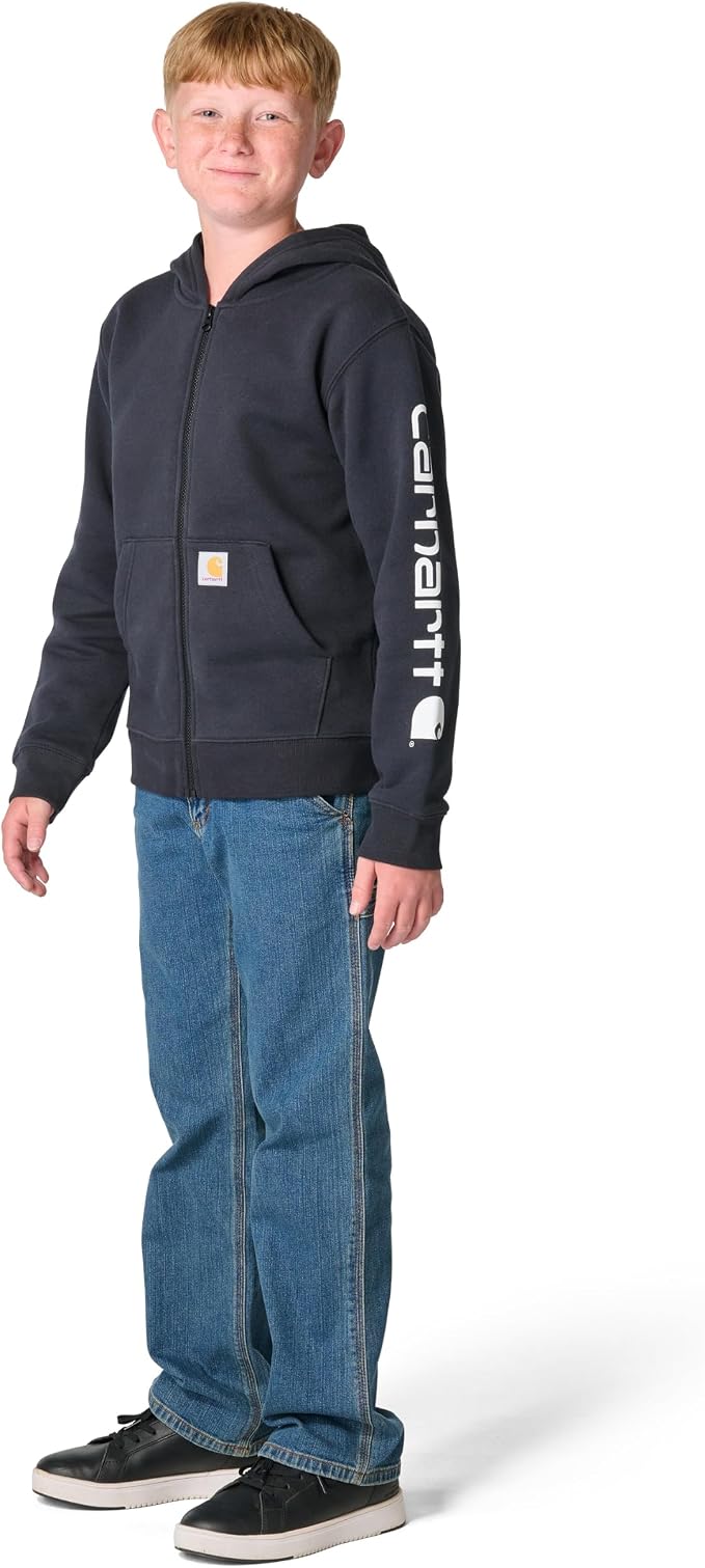 Carhartt Kid's CP8675 Long-Sleeve Full-Zip Logo Sweatshirt - Image 5