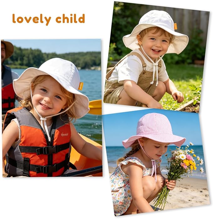 Baby Girl Sun Hat with UPF 50+ Outdoor Adjustable Toddler Beach Hat with Wide - Image 7