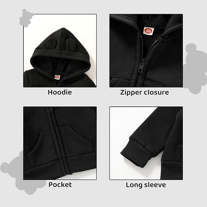 Happy Town Baby Clothes for Girls Boys Clothes Solid Color Zipper Hoodie and - Image 3
